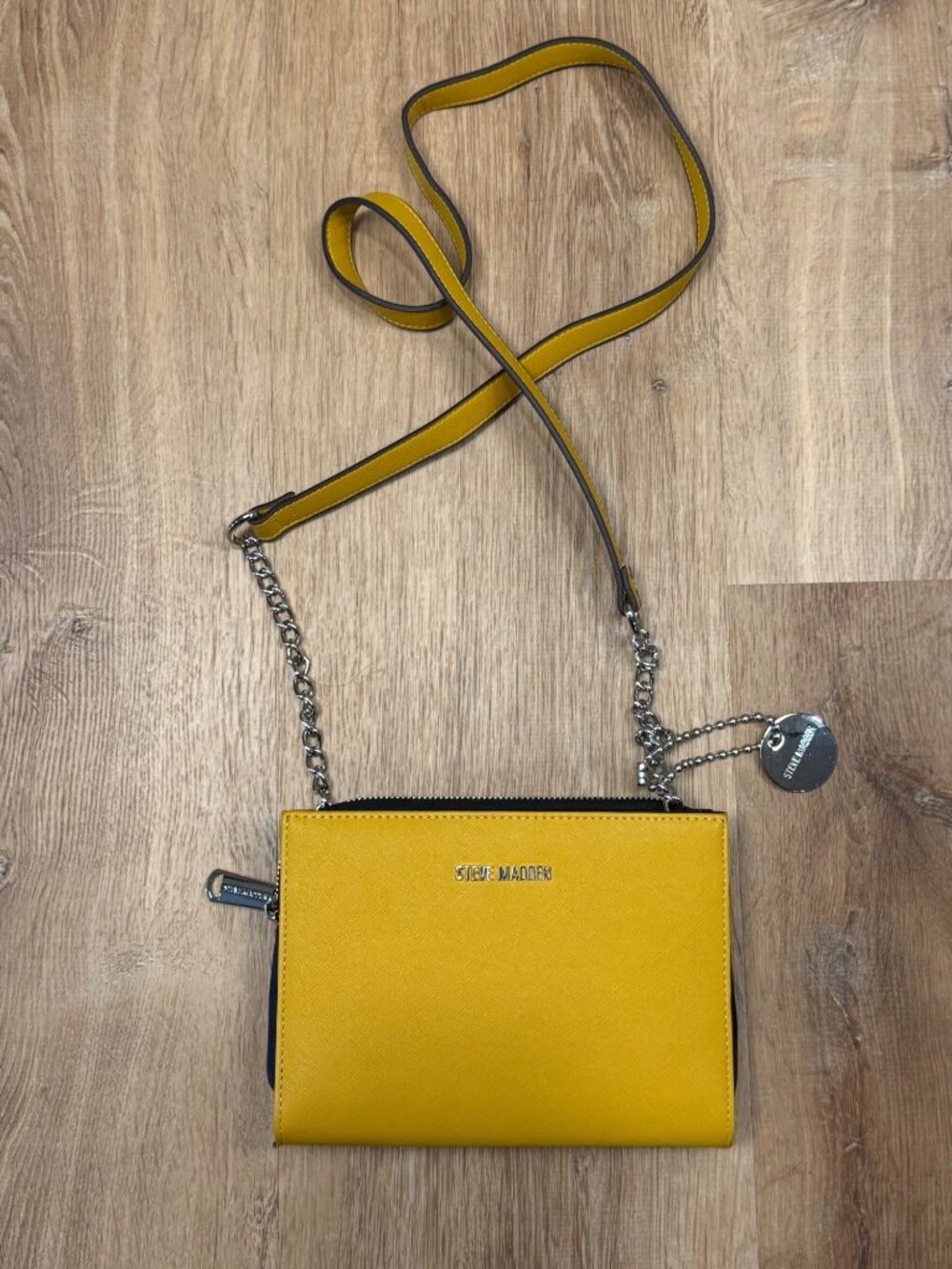 Steve Madden BGREER Wallet On String Crossbody Messenger Bag Mustard Yellow